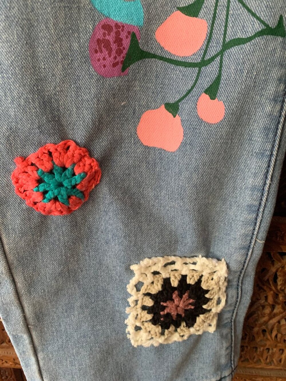 Custom One-of-a Kind Upcycle Jeans size large - Picture 7 of 10